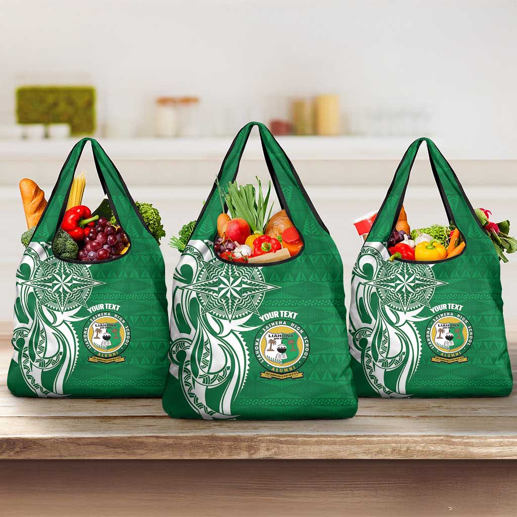 Personalised Liahona - Saineha High School Grocery Bag Tongan Ngatu Pattern - Polynesian Pride