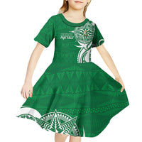 Personalised Liahona - Saineha High School Kid Short Sleeve Dress Tongan Ngatu Pattern - Polynesian Pride