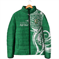 Personalised Liahona - Saineha High School Padded Jacket Tongan Ngatu Pattern - Polynesian Pride