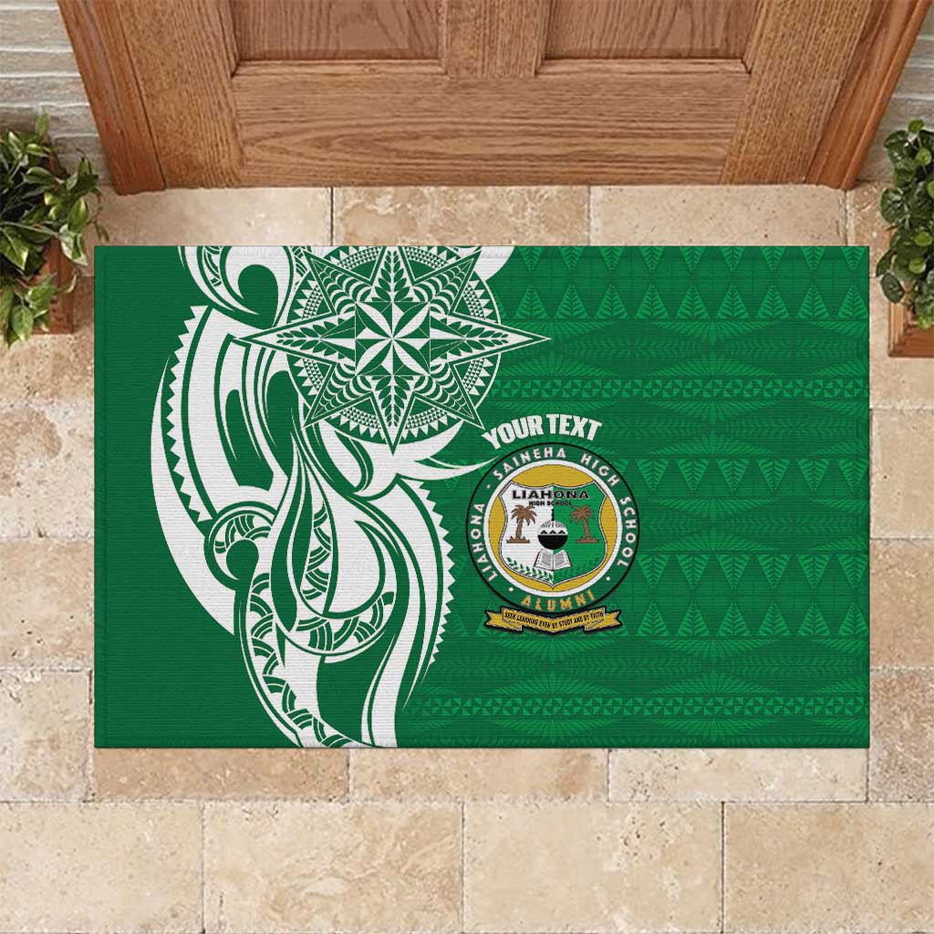 Personalised Liahona - Saineha High School Rubber Doormat Tongan Ngatu Pattern - Polynesian Pride