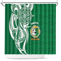 Personalised Liahona - Saineha High School Shower Curtain Tongan Ngatu Pattern - Polynesian Pride
