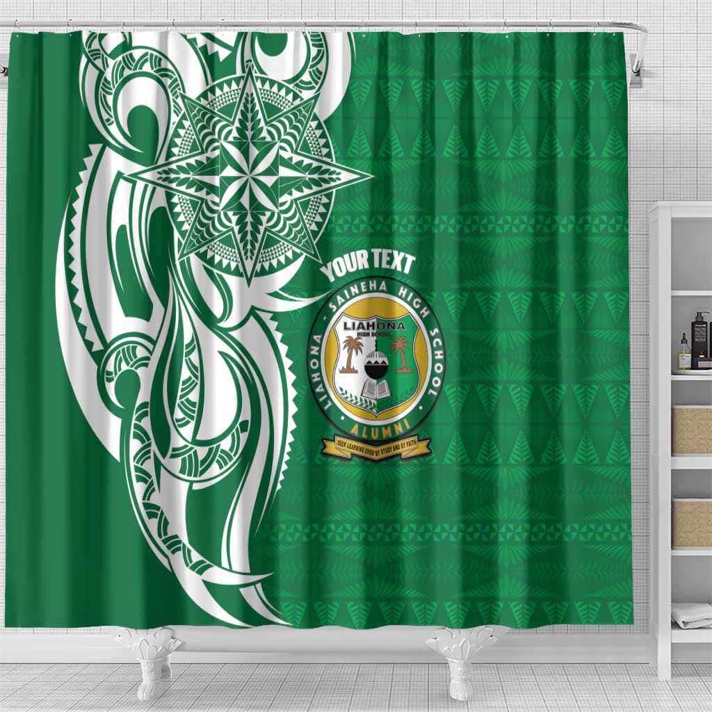 Personalised Liahona - Saineha High School Shower Curtain Tongan Ngatu Pattern - Polynesian Pride