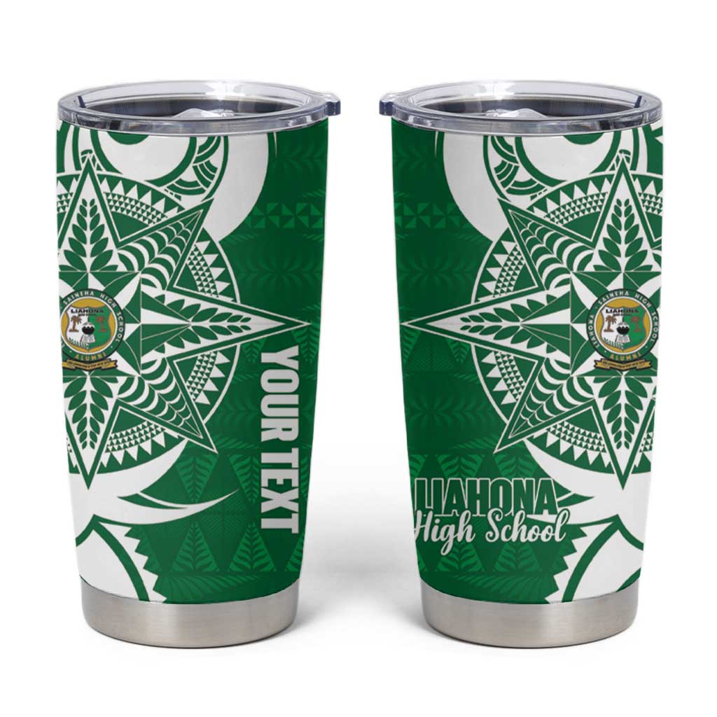 Personalised Liahona - Saineha High School Tumbler Cup Tongan Ngatu Pattern - Polynesian Pride