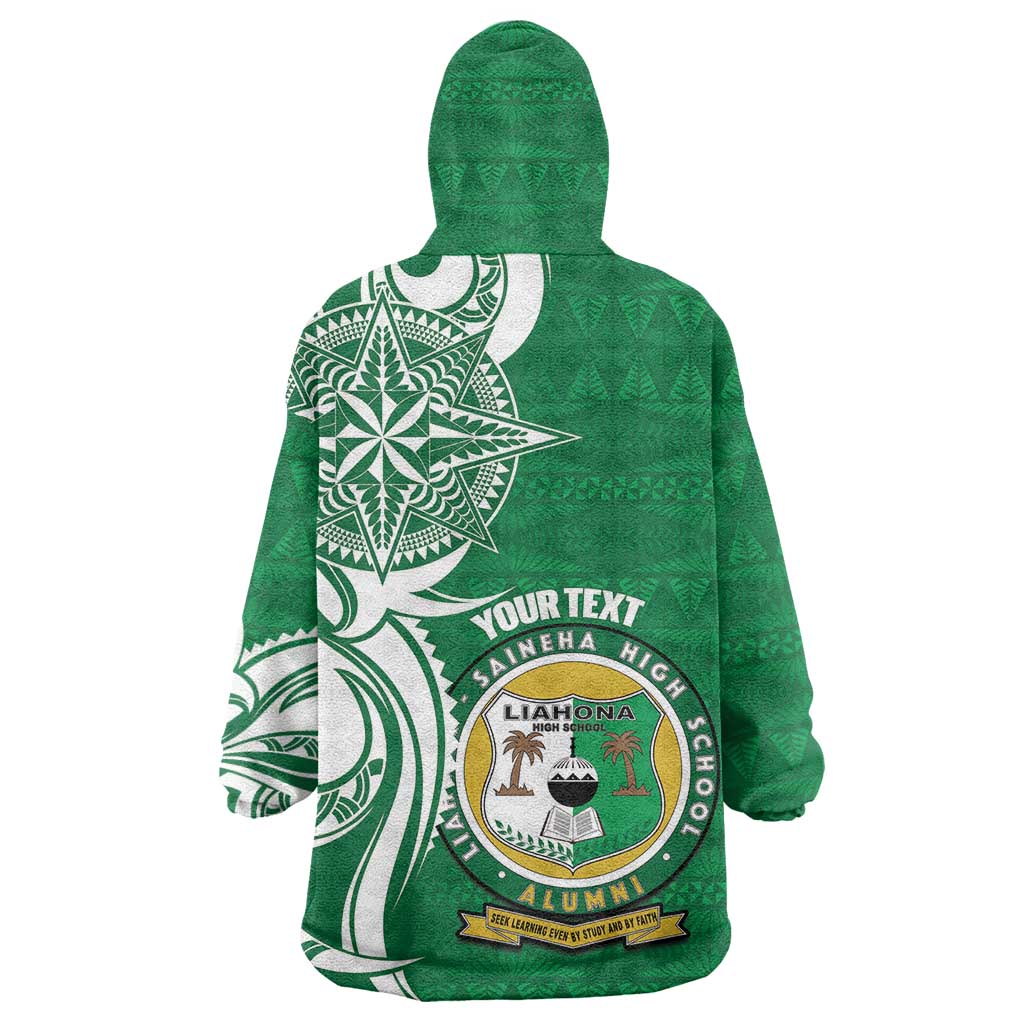 Personalised Liahona - Saineha High School Wearable Blanket Hoodie Tongan Ngatu Pattern - Polynesian Pride