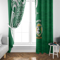 Personalised Liahona - Saineha High School Window Curtain Tongan Ngatu Pattern - Polynesian Pride
