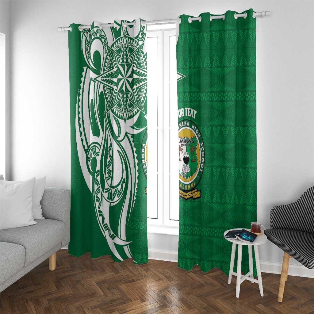 Personalised Liahona - Saineha High School Window Curtain Tongan Ngatu Pattern - Polynesian Pride