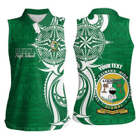 Personalised Liahona - Saineha High School Women Sleeveless Polo Shirt Tongan Ngatu Pattern - Polynesian Pride