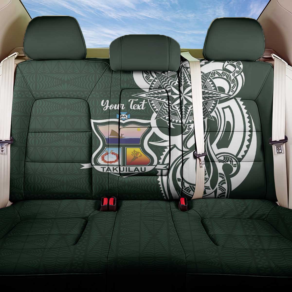 Personalised Tonga Takuilau College Back Car Seat Cover Est 1975 Tongan Ngatu Pattern - Polynesian Pride
