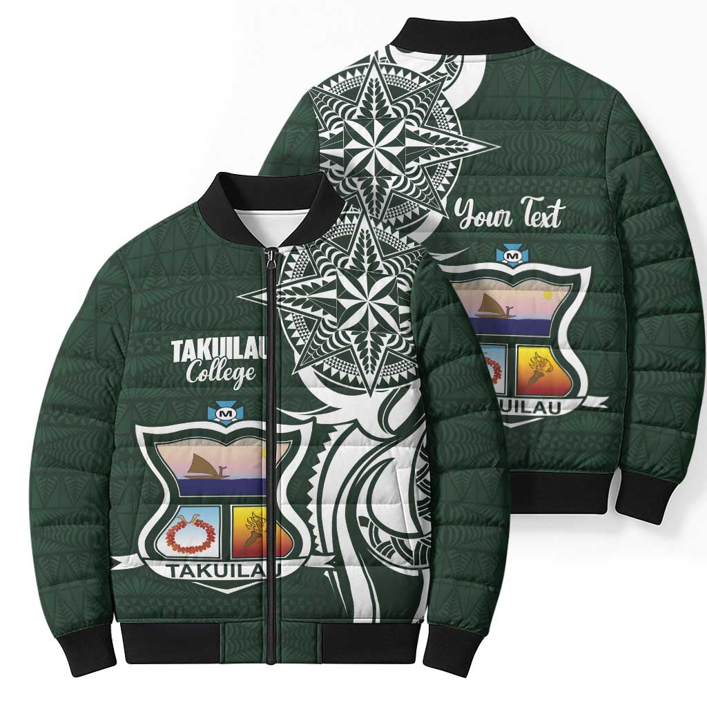 Personalised Tonga Takuilau College Bomber Puffer Jacket Est 1975 Tongan Ngatu Pattern - Polynesian Pride