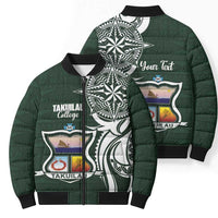 Personalised Tonga Takuilau College Bomber Puffer Jacket Est 1975 Tongan Ngatu Pattern - Polynesian Pride