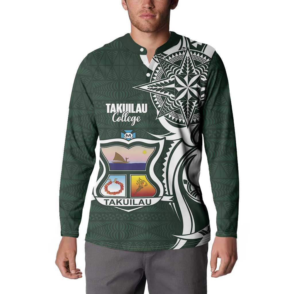 Personalised Tonga Takuilau College Button Sweatshirt Est 1975 Tongan Ngatu Pattern - Polynesian Pride