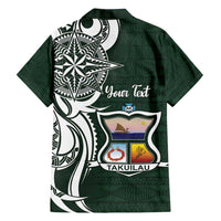 Personalised Tonga Takuilau College Family Matching Off Shoulder Short Dress and Hawaiian Shirt Est 1975 Tongan Ngatu Pattern - Polynesian Pride