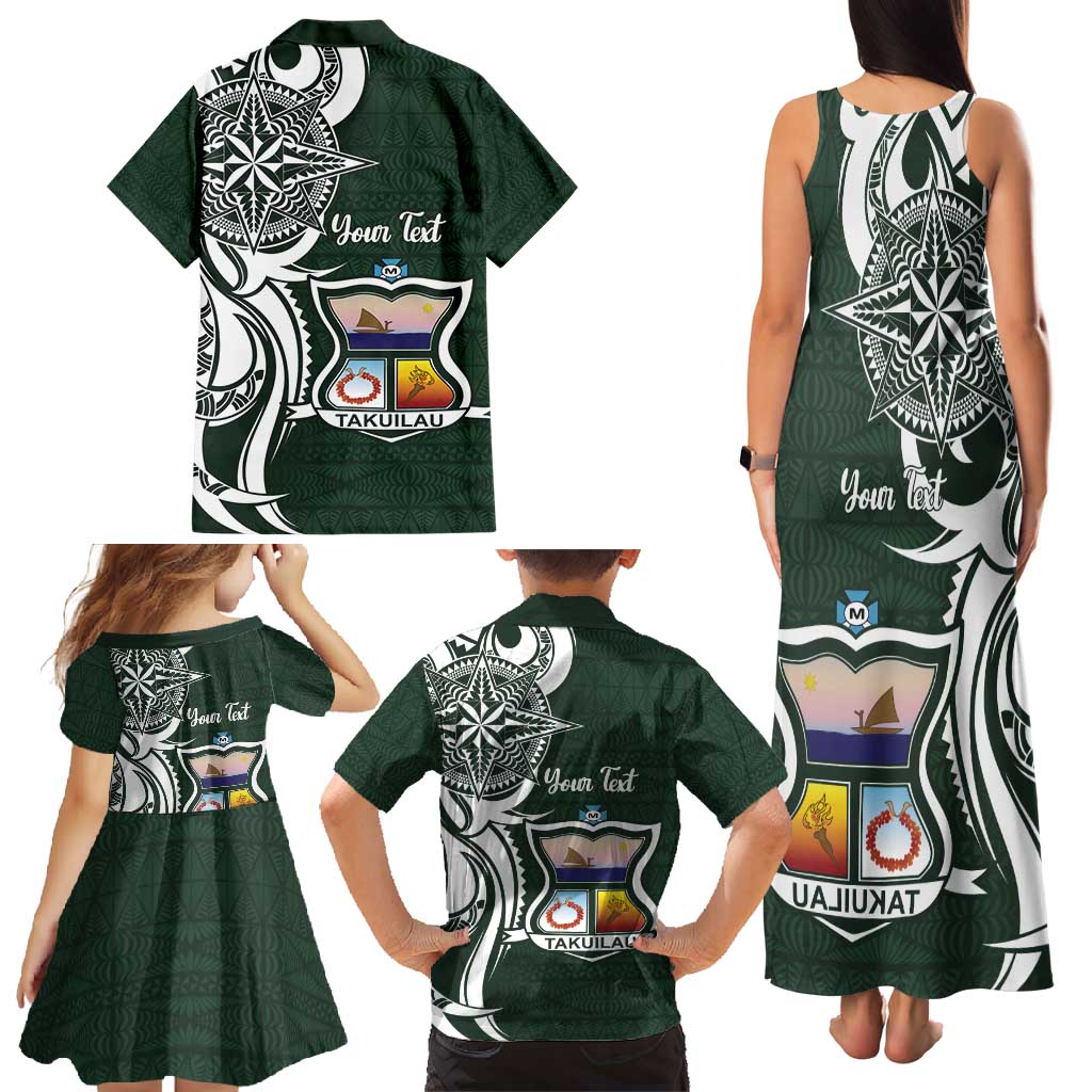 Personalised Tonga Takuilau College Family Matching Tank Maxi Dress and Hawaiian Shirt Est 1975 Tongan Ngatu Pattern - Polynesian Pride