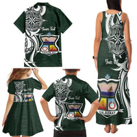 Personalised Tonga Takuilau College Family Matching Tank Maxi Dress and Hawaiian Shirt Est 1975 Tongan Ngatu Pattern - Polynesian Pride