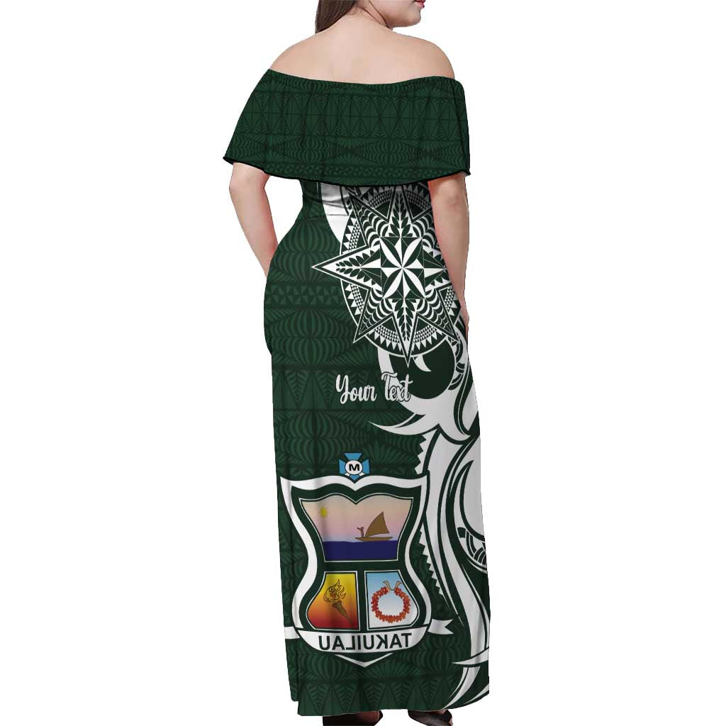 Personalised Tonga Takuilau College Off Shoulder Maxi Dress Est 1975 Tongan Ngatu Pattern - Polynesian Pride