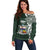 Personalised Tonga Takuilau College Off Shoulder Sweater Est 1975 Tongan Ngatu Pattern - Polynesian Pride