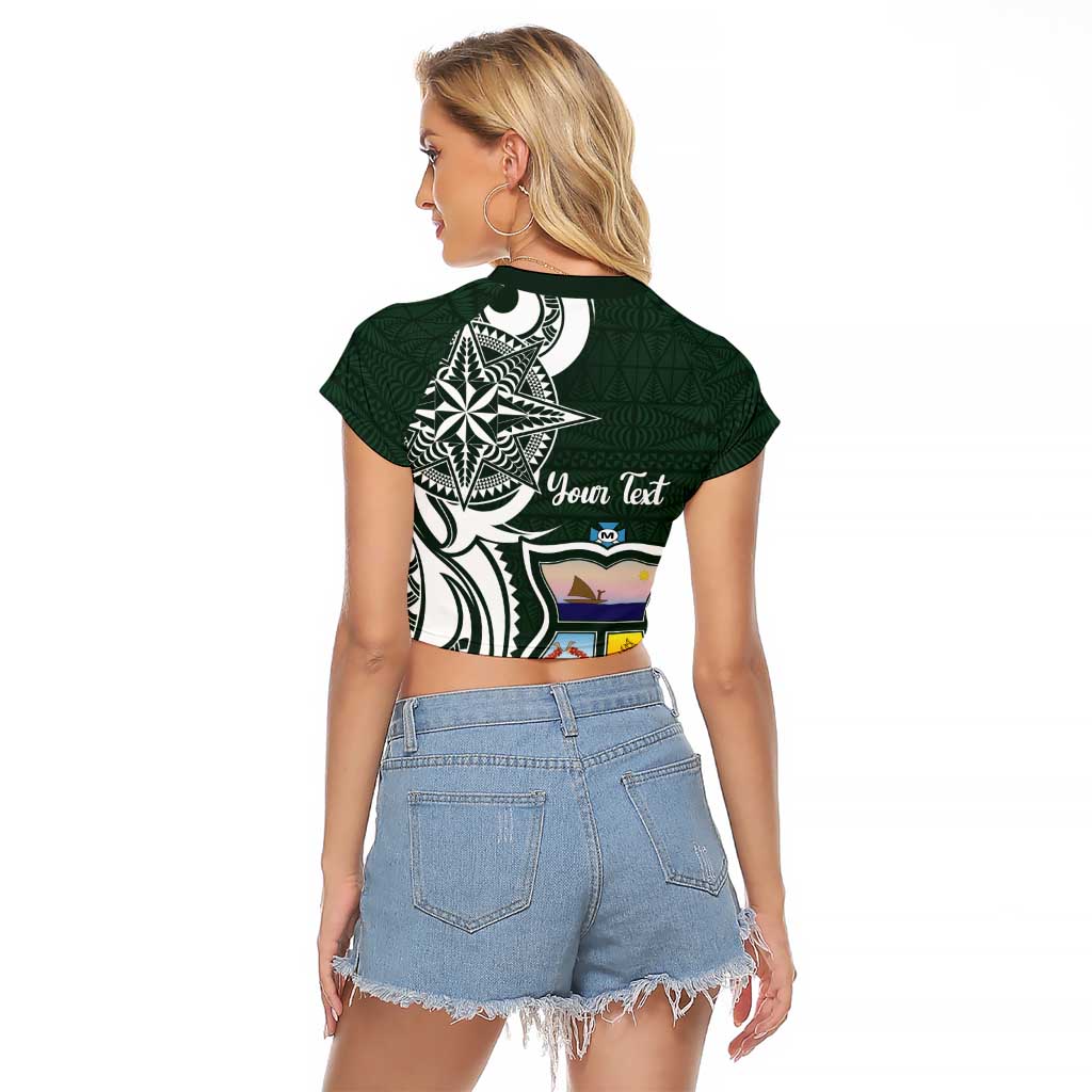 Personalised Tonga Takuilau College Raglan Cropped T Shirt Est 1975 Tongan Ngatu Pattern - Polynesian Pride