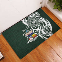 Personalised Tonga Takuilau College Rubber Doormat Est 1975 Tongan Ngatu Pattern - Polynesian Pride