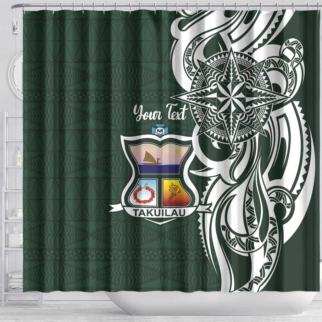 Personalised Tonga Takuilau College Shower Curtain Est 1975 Tongan Ngatu Pattern - Polynesian Pride