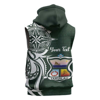 Personalised Tonga Takuilau College Sleeveless Zip Hoodie Est 1975 Tongan Ngatu Pattern - Polynesian Pride