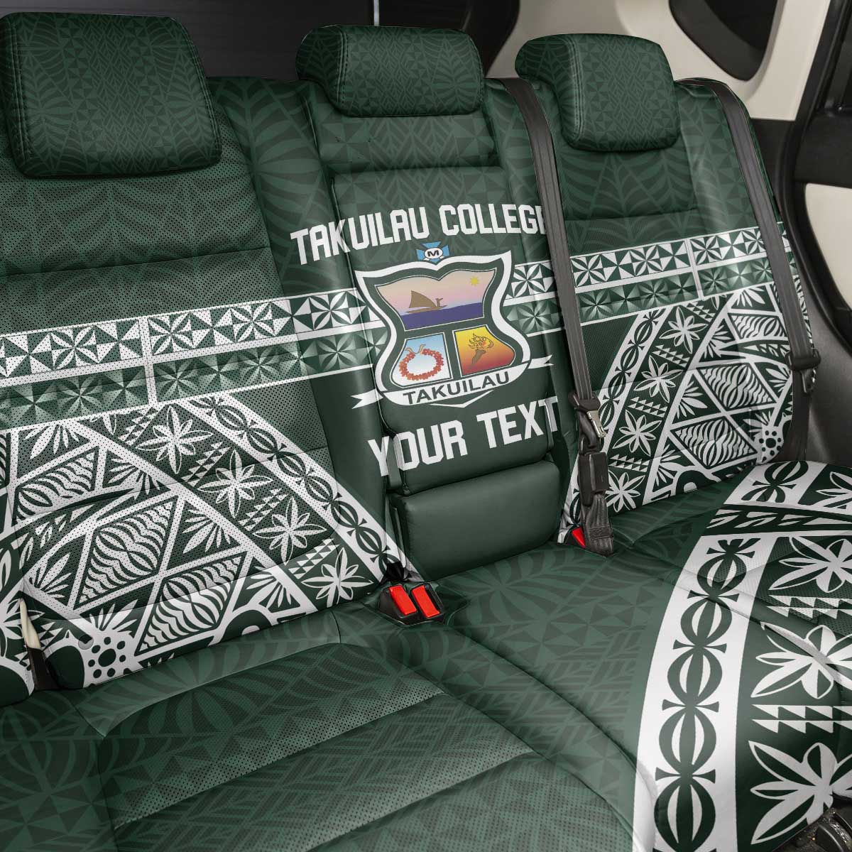 Personalised Tonga Takuilau College Back Car Seat Cover 50th Anniversary Ngatu Kupesi - Polynesian Pride