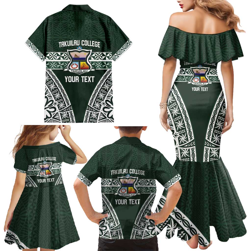 Personalised Tonga Takuilau College Family Matching Mermaid Dress and Hawaiian Shirt 50th Anniversary Ngatu Kupesi - Polynesian Pride