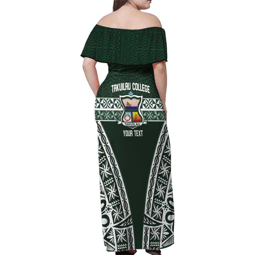 Personalised Tonga Takuilau College Family Matching Off Shoulder Maxi Dress and Hawaiian Shirt 50th Anniversary Ngatu Kupesi - Polynesian Pride