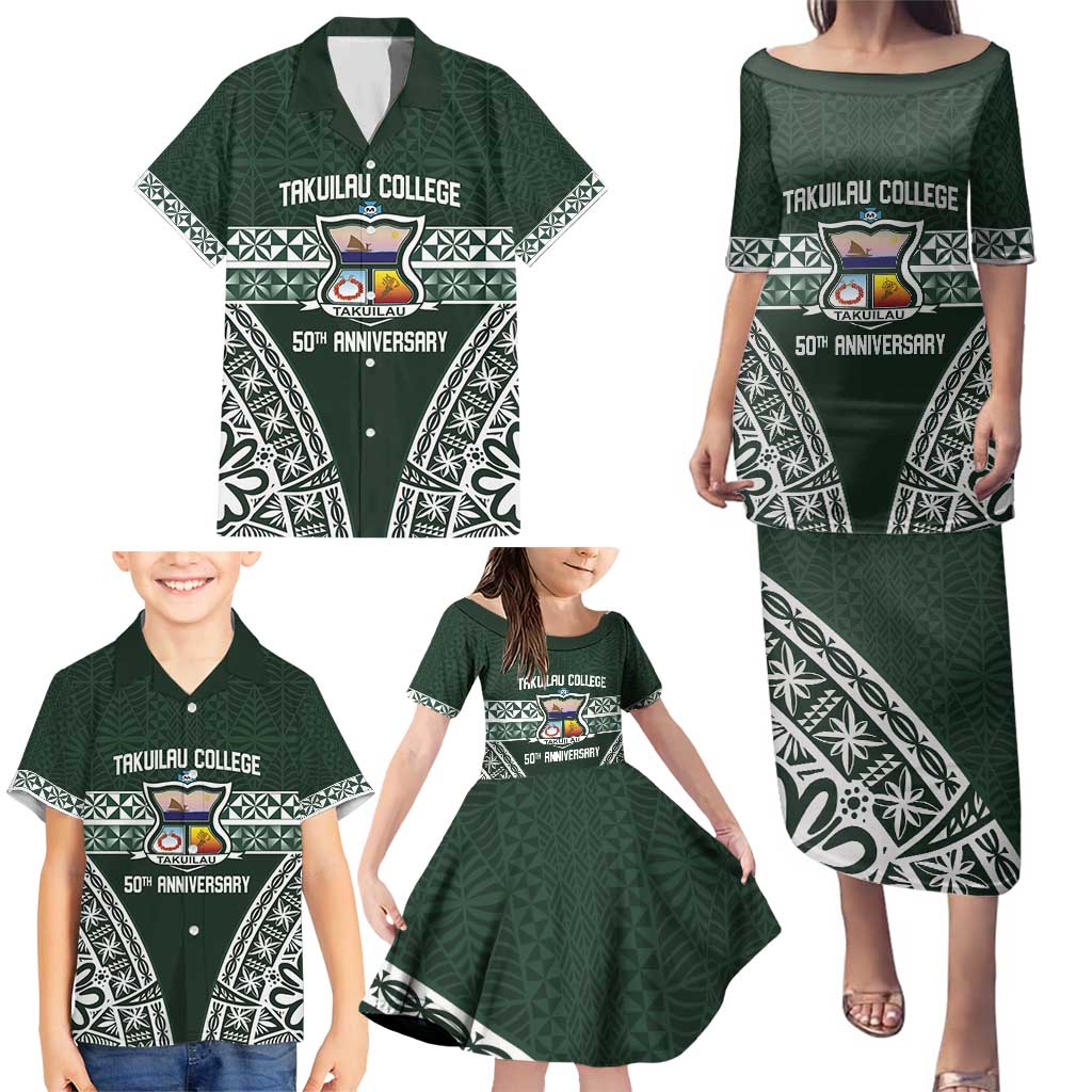 Personalised Tonga Takuilau College Family Matching Puletasi and Hawaiian Shirt 50th Anniversary Ngatu Kupesi - Polynesian Pride