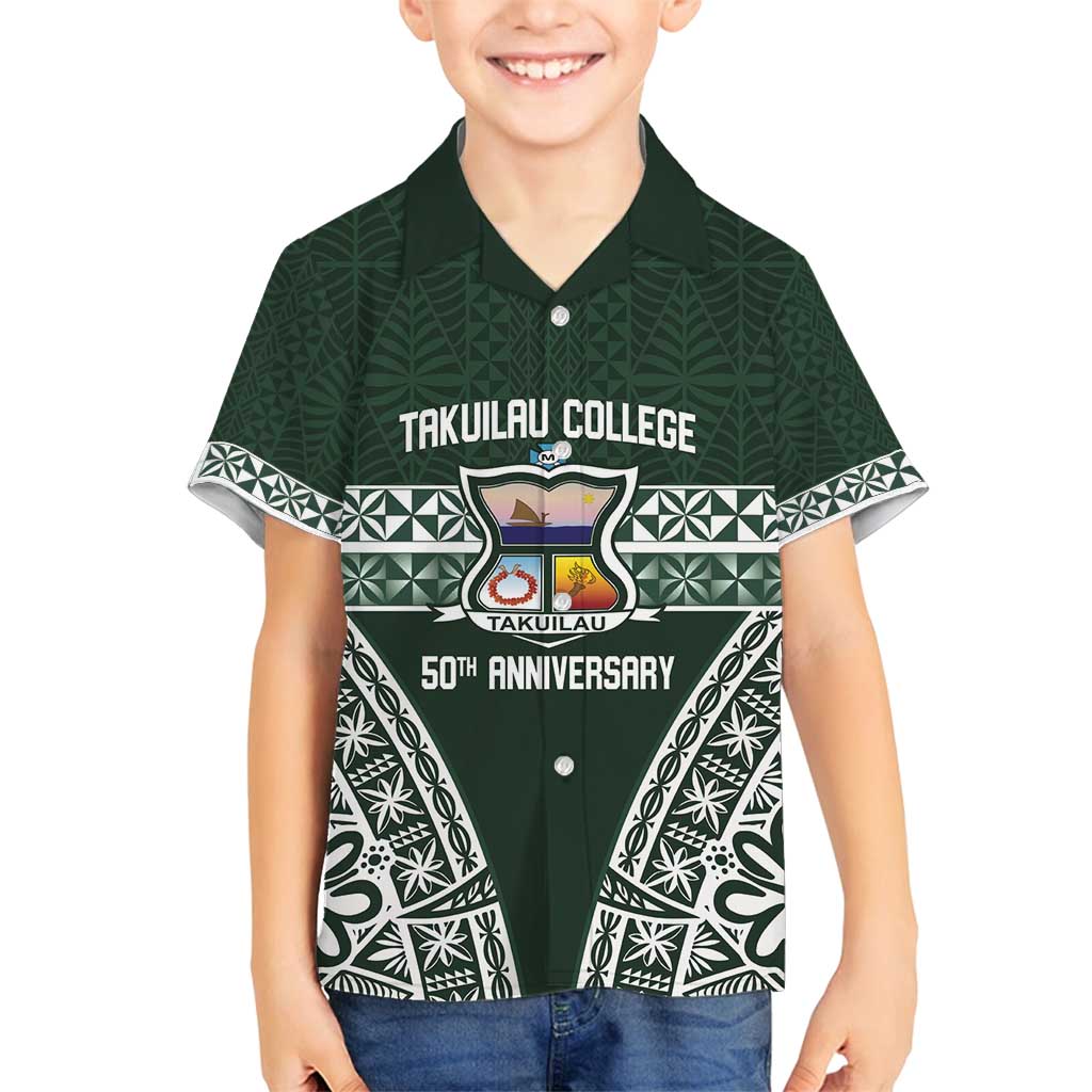 Personalised Tonga Takuilau College Family Matching Puletasi and Hawaiian Shirt 50th Anniversary Ngatu Kupesi - Polynesian Pride