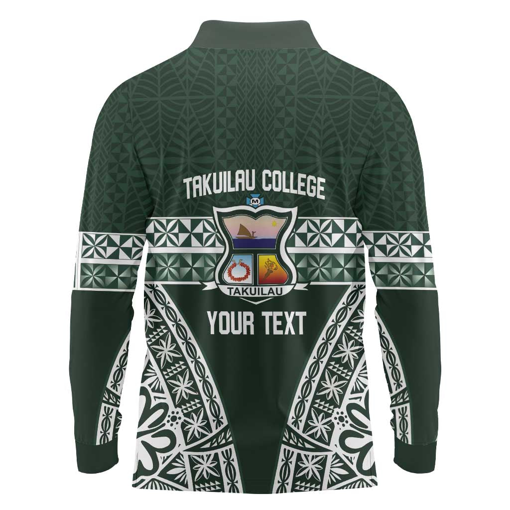 Personalised Tonga Takuilau College Long Sleeve Polo Shirt 50th Anniversary Ngatu Kupesi - Polynesian Pride