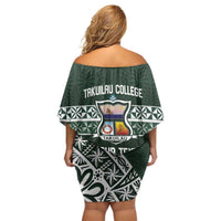 Personalised Tonga Takuilau College Off Shoulder Short Dress 50th Anniversary Ngatu Kupesi - Polynesian Pride