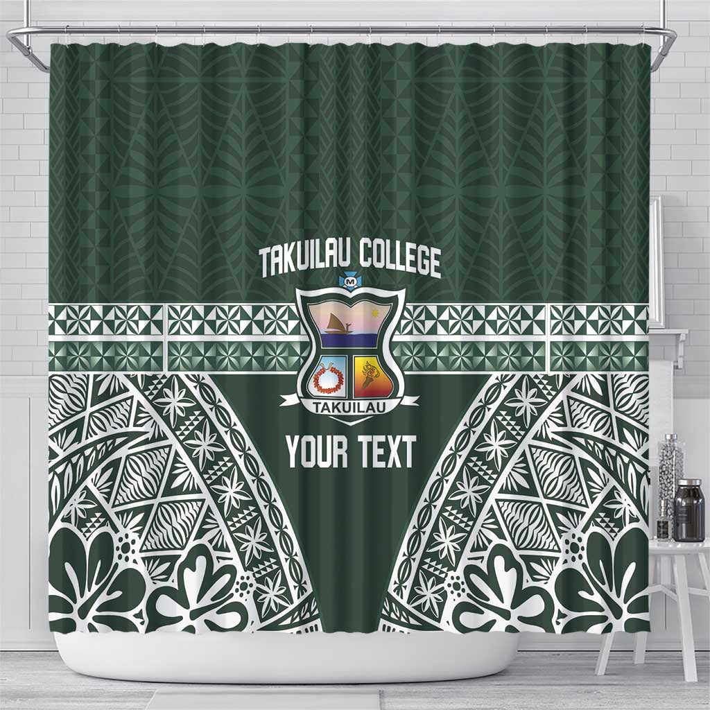 Personalised Tonga Takuilau College Shower Curtain 50th Anniversary Ngatu Kupesi - Polynesian Pride