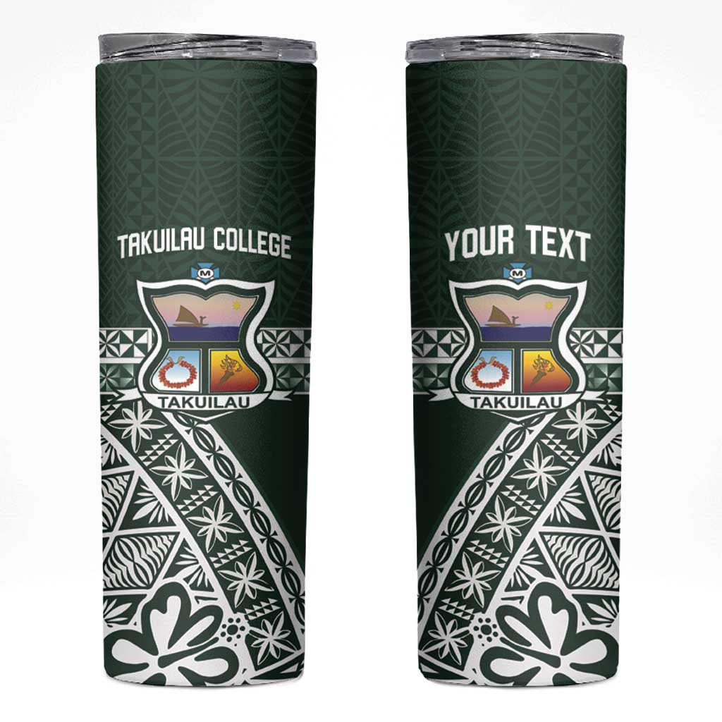 Personalised Tonga Takuilau College Skinny Tumbler 50th Anniversary Ngatu Kupesi - Polynesian Pride