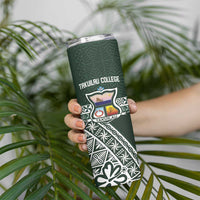 Personalised Tonga Takuilau College Skinny Tumbler 50th Anniversary Ngatu Kupesi - Polynesian Pride