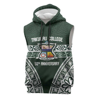 Personalised Tonga Takuilau College Sleeveless Hoodie 50th Anniversary Ngatu Kupesi - Polynesian Pride