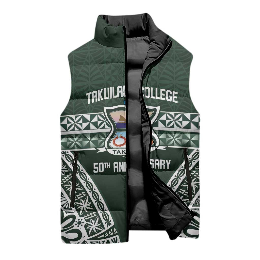 Personalised Tonga Takuilau College Sleeveless Puffer Jacket 50th Anniversary Ngatu Kupesi - Polynesian Pride