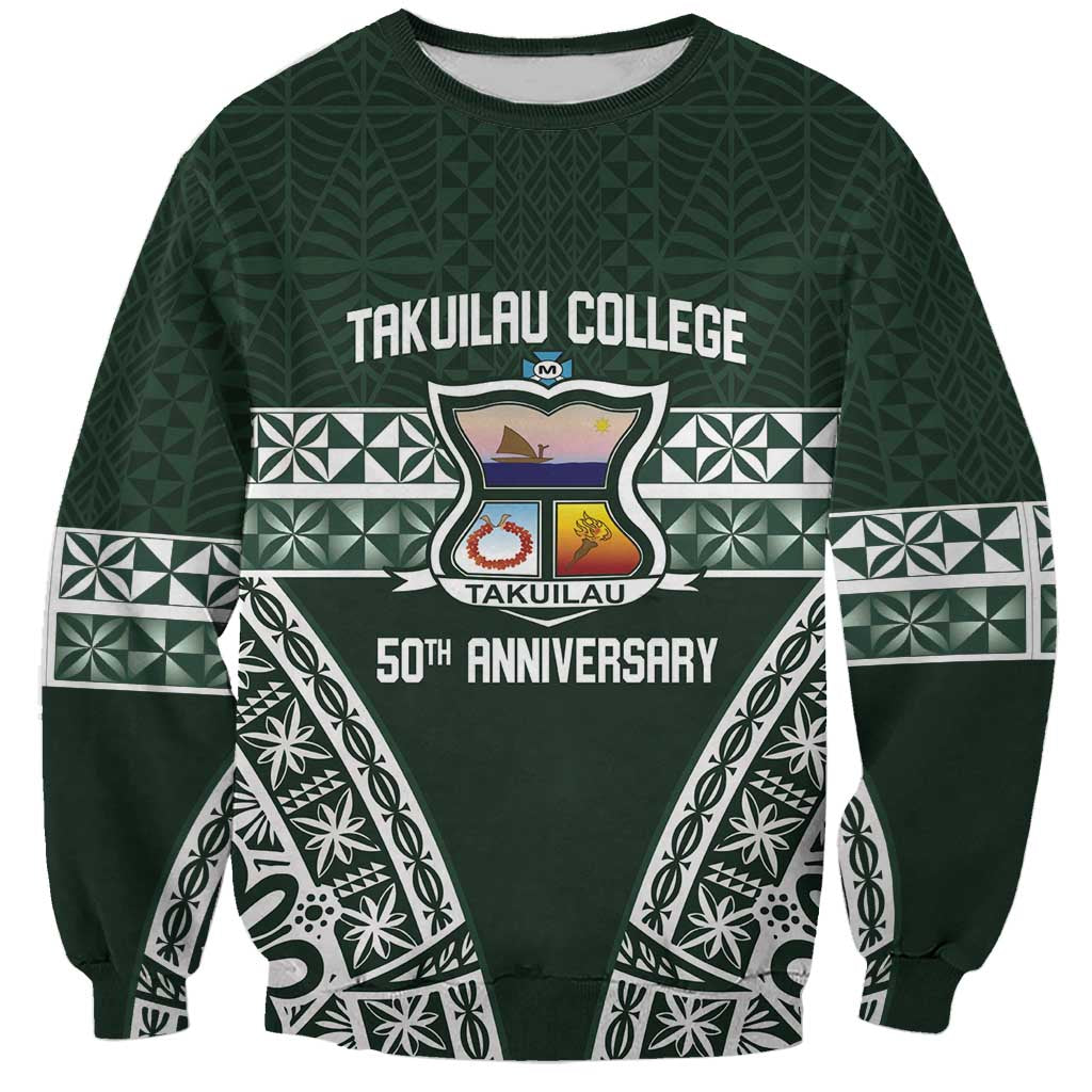 Personalised Tonga Takuilau College Sweatshirt 50th Anniversary Ngatu Kupesi - Polynesian Pride