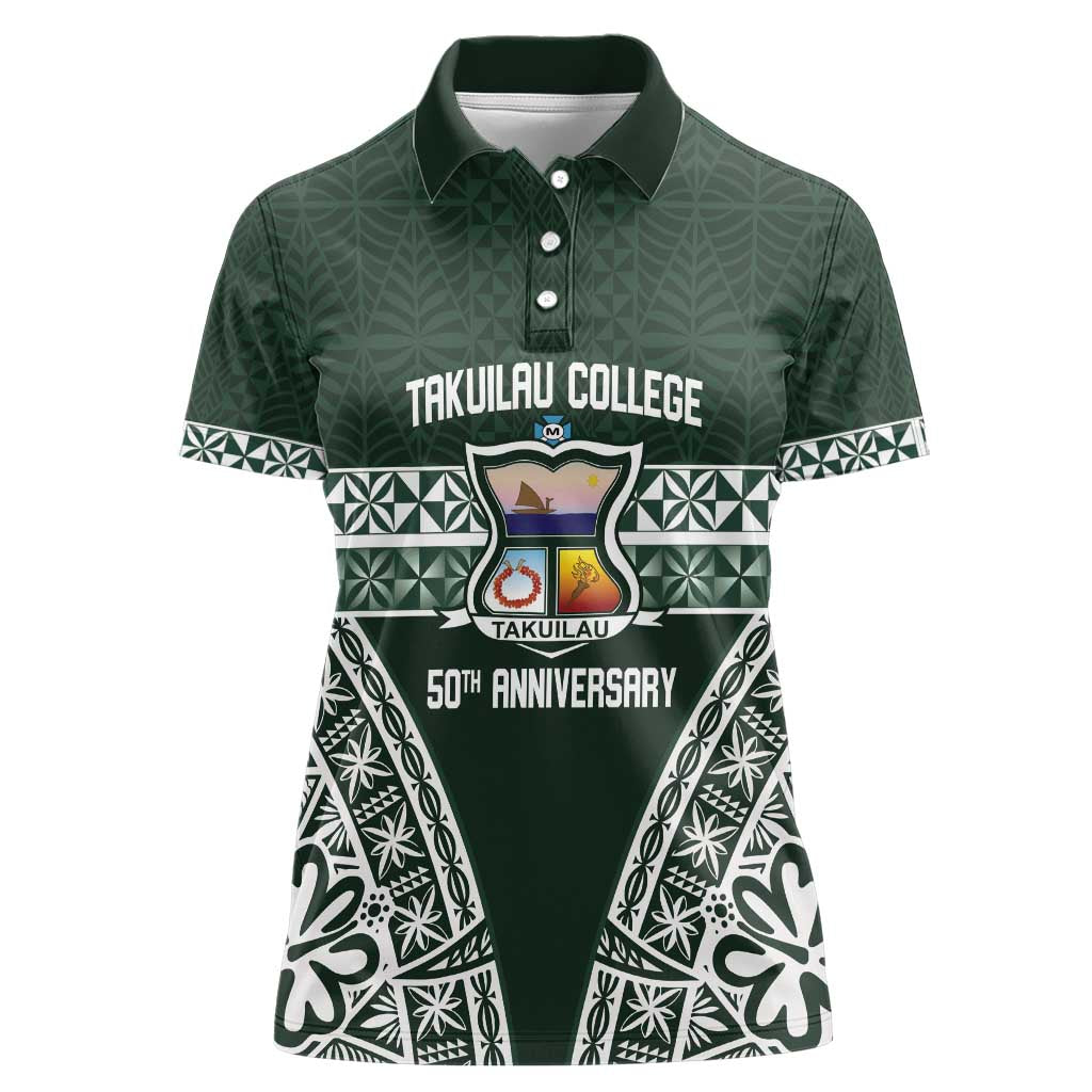 Personalised Tonga Takuilau College Women Polo Shirt 50th Anniversary Ngatu Kupesi - Polynesian Pride