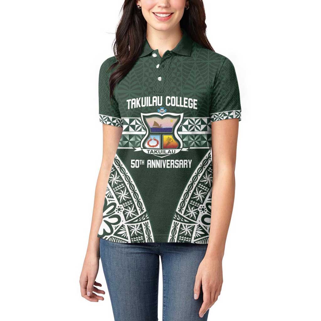 Personalised Tonga Takuilau College Women Polo Shirt 50th Anniversary Ngatu Kupesi - Polynesian Pride