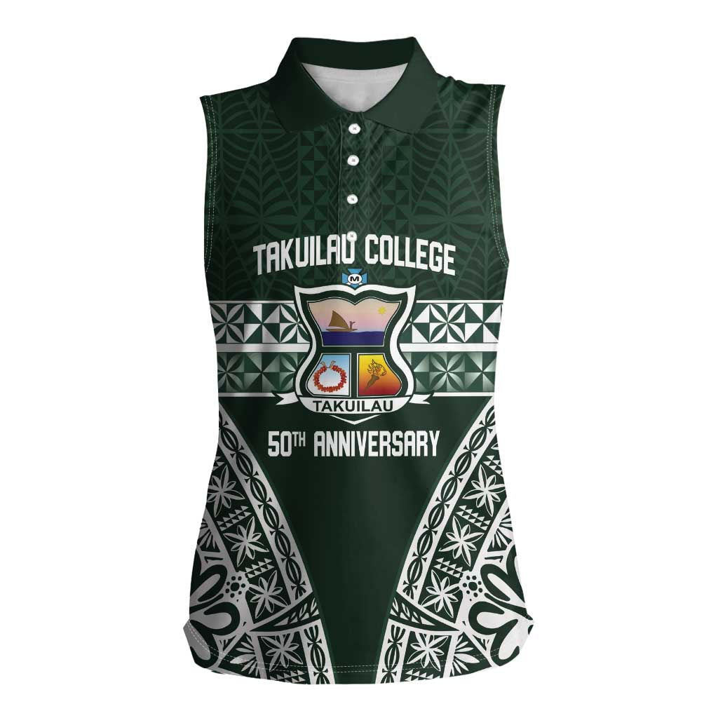 Personalised Tonga Takuilau College Women Sleeveless Polo Shirt 50th Anniversary Ngatu Kupesi - Polynesian Pride