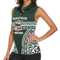 Personalised Tonga Takuilau College Women Sleeveless Polo Shirt 50th Anniversary Ngatu Kupesi - Polynesian Pride