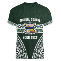 Personalised Tonga Takuilau College Women V-Neck T-Shirt 50th Anniversary Ngatu Kupesi - Polynesian Pride