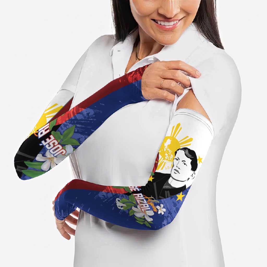 Philippines Rizal Day Arm Sleeves Filipino Sampaguita Grunge Style - Polynesian Pride