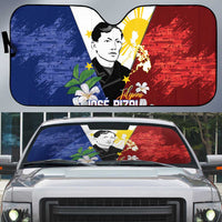 Philippines Rizal Day Auto Sun Shade Filipino Sampaguita Grunge Style LT14 Blue - Polynesian Pride