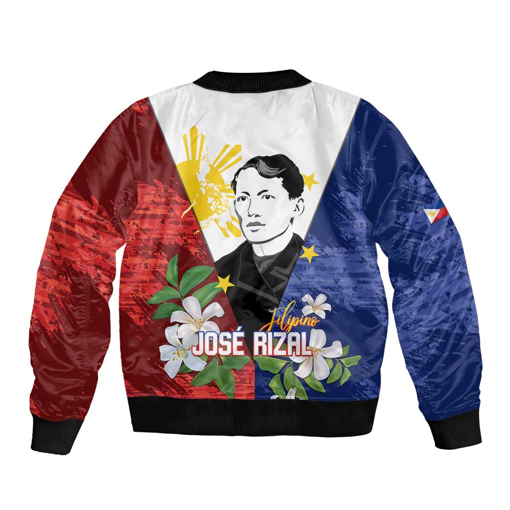 Philippines Rizal Day Bomber Jacket Filipino Sampaguita Grunge Style - Polynesian Pride