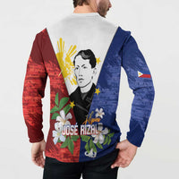 Philippines Rizal Day Button Sweatshirt Filipino Sampaguita Grunge Style - Polynesian Pride