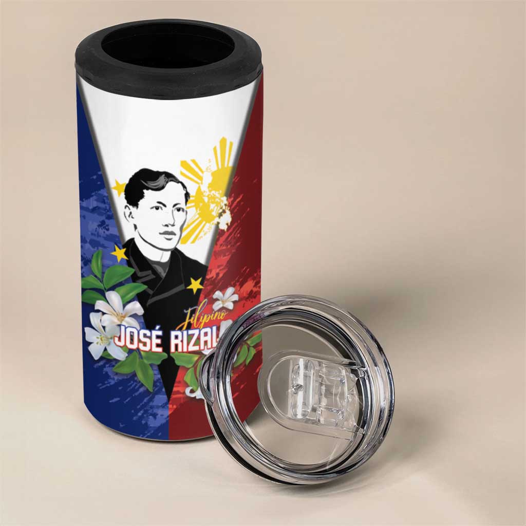 Philippines Rizal Day 4 in 1 Can Cooler Tumbler Filipino Sampaguita Grunge Style - Polynesian Pride