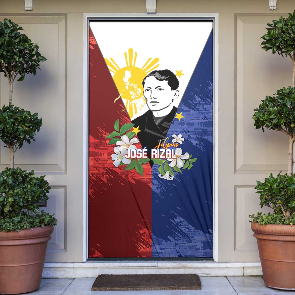 Philippines Rizal Day Door Cover Filipino Sampaguita Grunge Style - Polynesian Pride