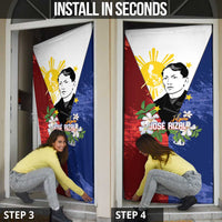 Philippines Rizal Day Door Cover Filipino Sampaguita Grunge Style - Polynesian Pride