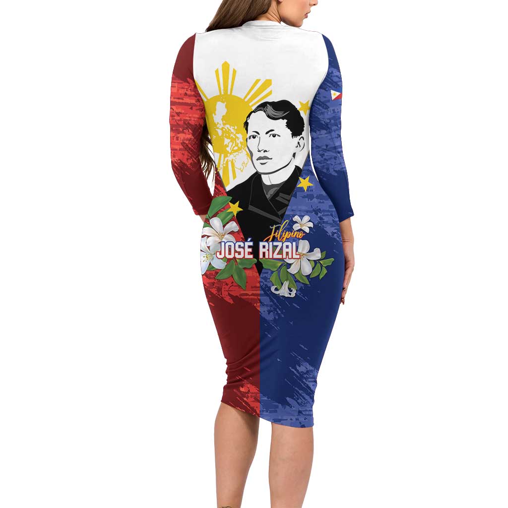 Philippines Rizal Day Family Matching Long Sleeve Bodycon Dress and Hawaiian Shirt Filipino Sampaguita Grunge Style - Polynesian Pride